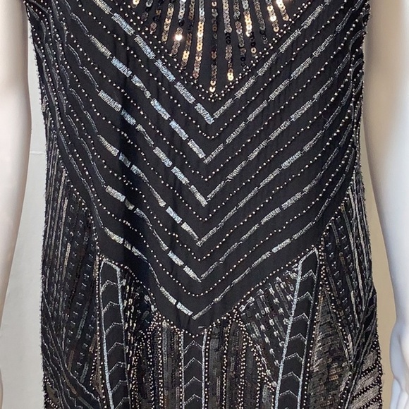 NWOT Cupio Black Beaded Sequin Embellished Sleeveless Shift Evening Dress Sz 10 - Picture 3 of 12